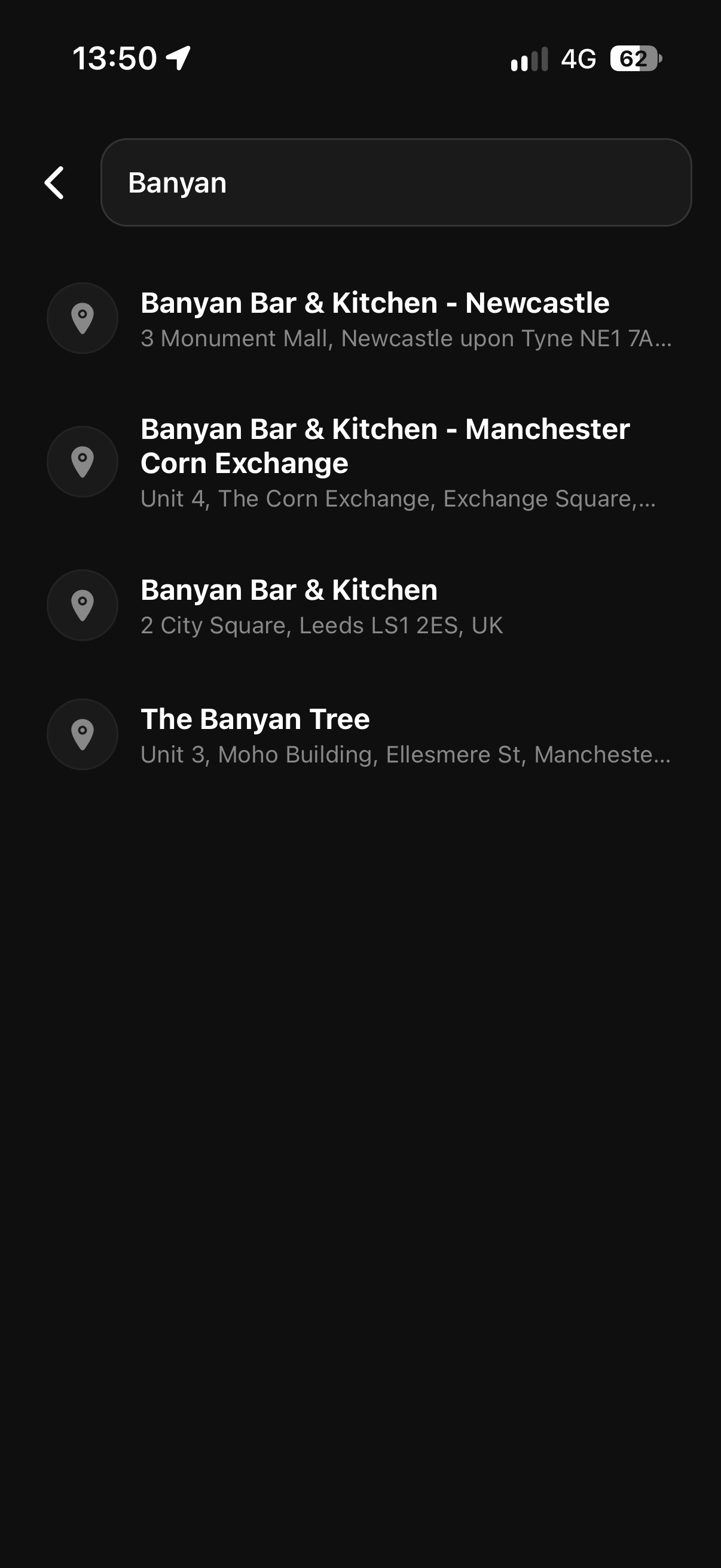 BARZ venue search showing results for Banyan